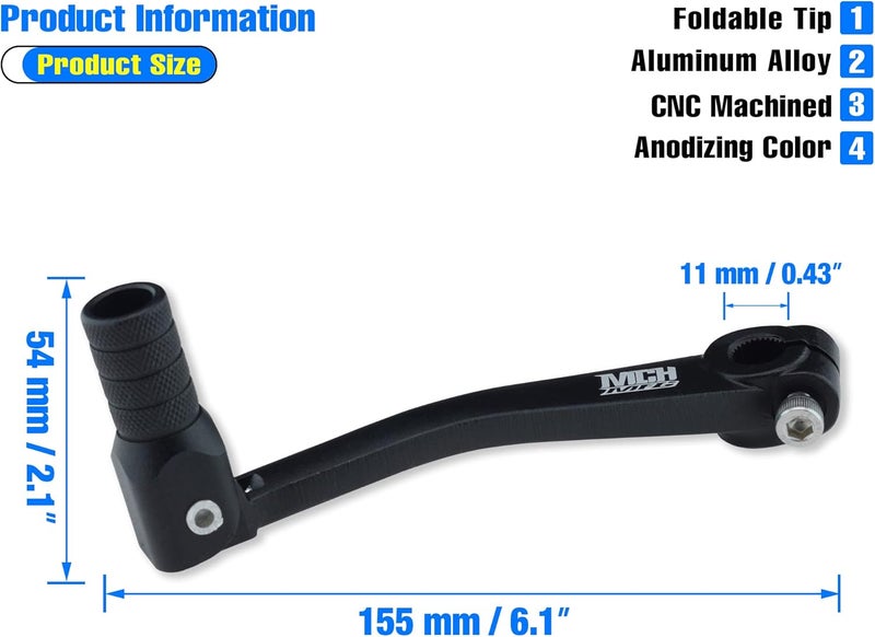 MCHMFG Folding Gear Shifter Shift Lever CNC Aluminum Gear Shifter Shift Lever for XR50 XR80 CRF50 CRF70 50cc-125cc Pit Dirt Bike Motorcycle (Black) - Image 2